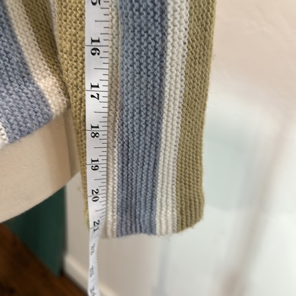Vintage cardigan sweater, no tags, striped blue and green - Picture 5 of 8